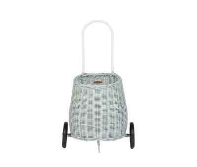 Carrellino Rattan Luggy VIntage Blue