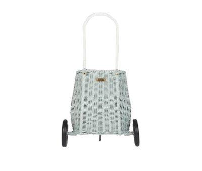 Carrellino Rattan Luggy VIntage Blue