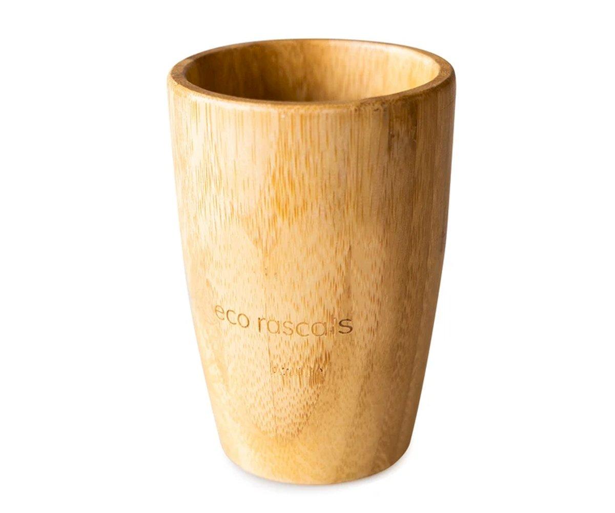 Vaso Bambú Gris Con Pajita