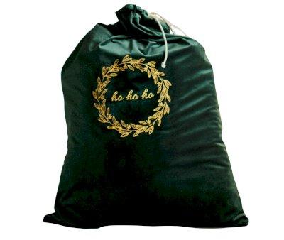 Saco de Natal de veludo verde