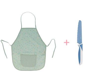 Pack de Avental infantil Dots Sage personalizvel + Kiddikutter Nigara