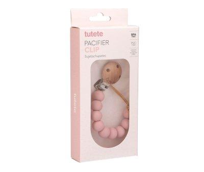 Attache-sucette en silicone rose pur