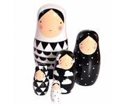 Matryoshka Wood Black and White