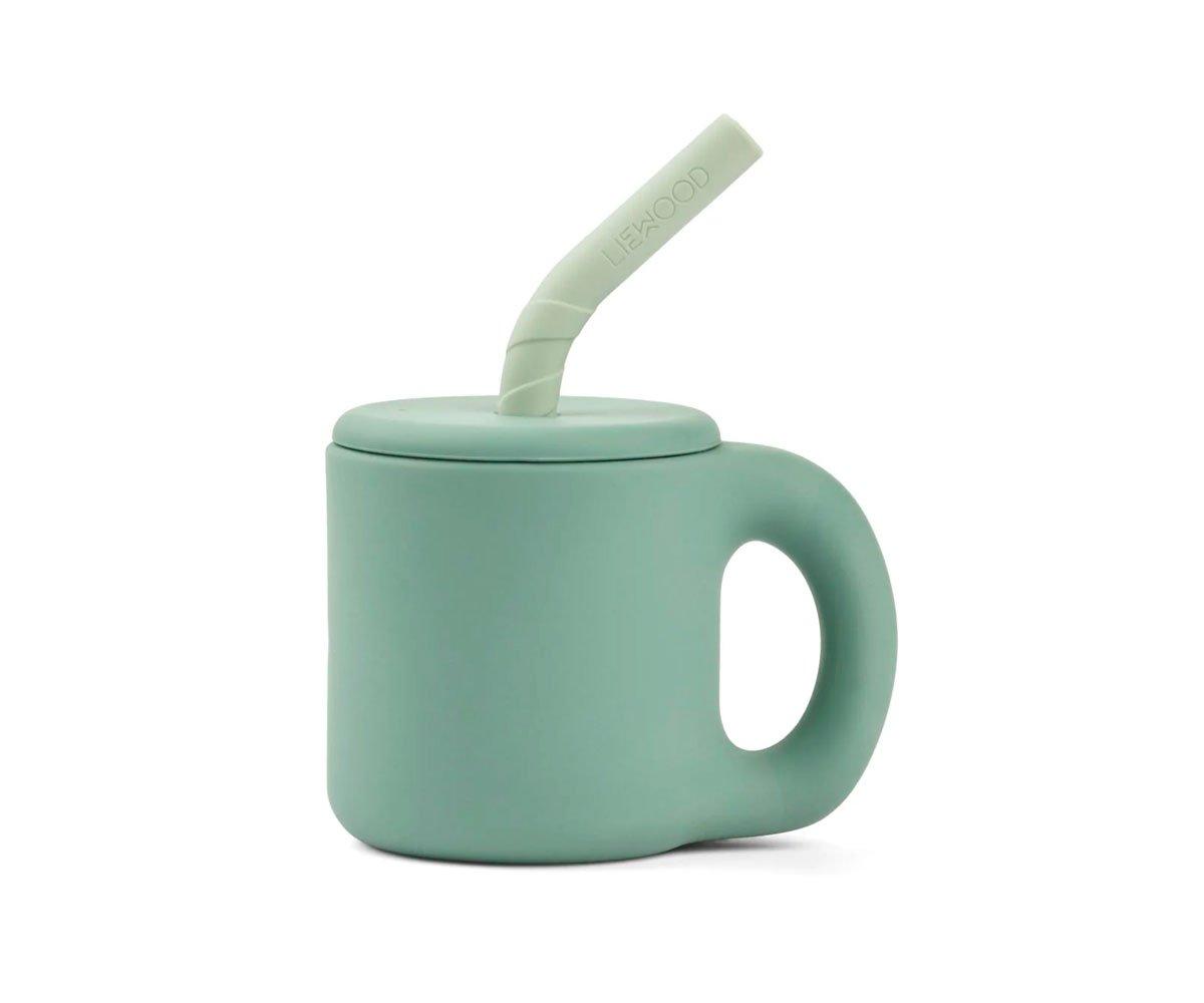 Copo Silicone Com Alça E Palhinha Dusty Mint / Peppermint