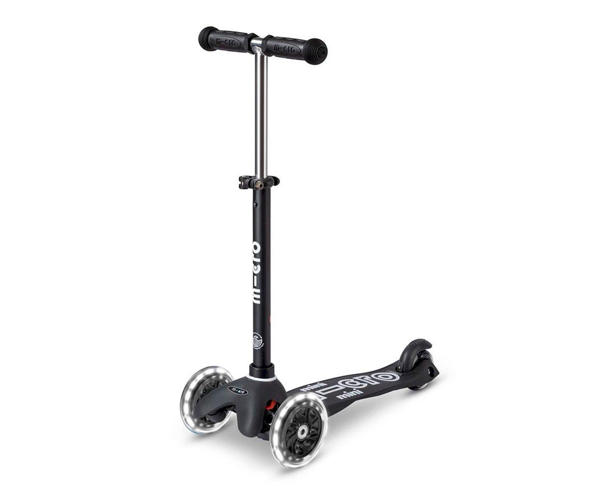 Mini Micro Deluxe Eco Black Scooter Com Luzes LED