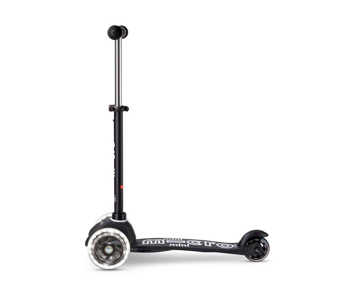 Mini Micro Deluxe Eco Black Scooter Com Luzes LED