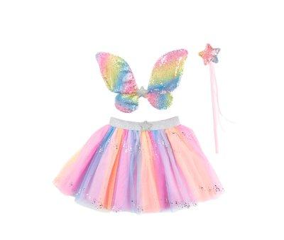 Disfraz Falda de Lentejuelas Arco Iris Alas y Varita 4-6 Aos