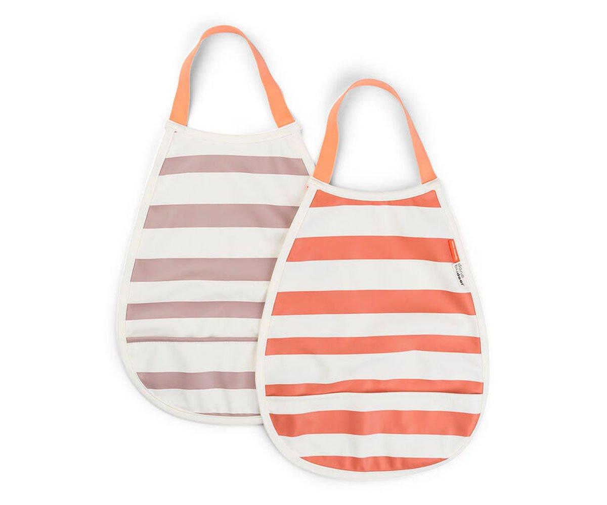 2 Baberos Pull-Over Stripes Papaya/Powder