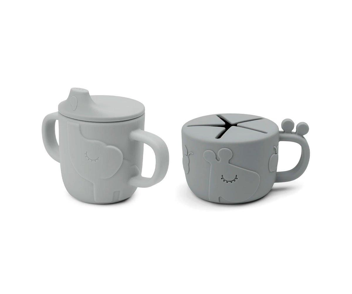 Taza Aprendizaje Peekaboo  y Dispensador de Snacks Deer Friends Grey