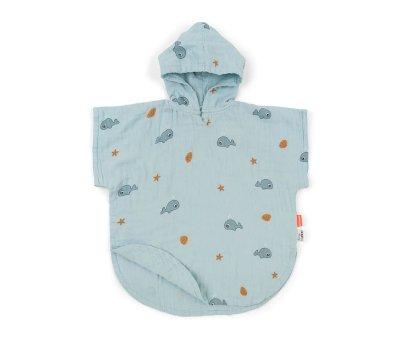 Poncho Beach Wally Blue GOTS