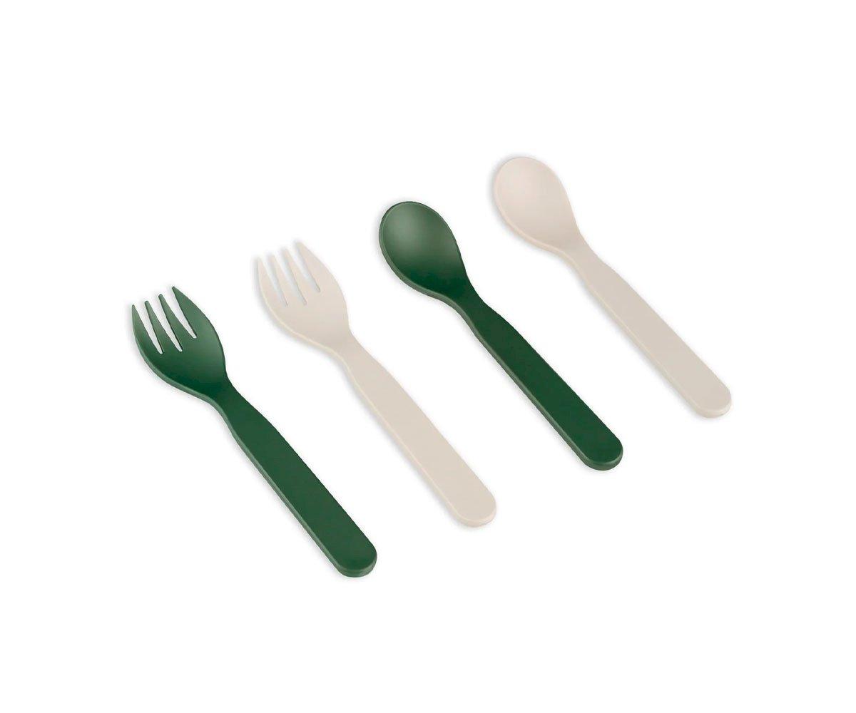 Lot De 2 Ensembles De Couverts En PLA Green/Crème