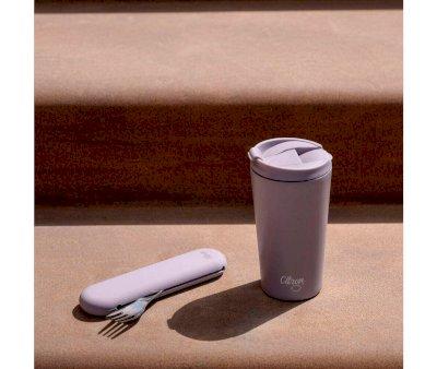 Cubiertos de Acero con Funda Prpura