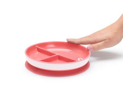 Plato Compartimentos con Ventosa Stay-Put Salmon