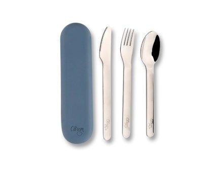 Cubiertos de Acero con Funda Dark Blue
