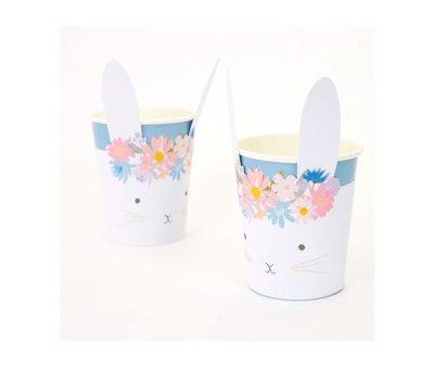 8 Bicchieri Carta Bunny Spring Floral