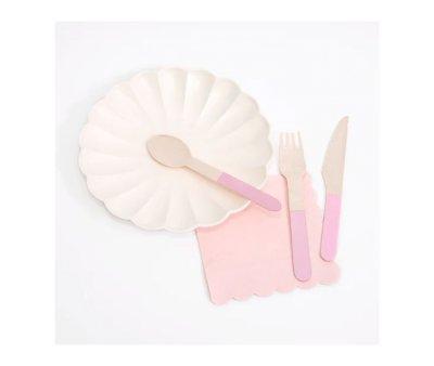 Set de 24 Cubiertos de Madera Rosa