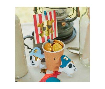 8 Bicchieri Carta con Cannuccia Pirata