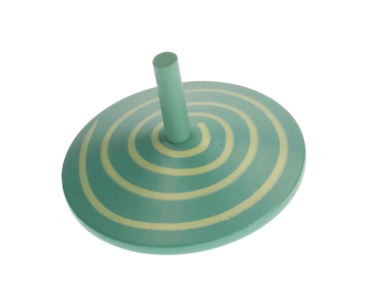 Peonza De Madera Espiral Verde Oscuro