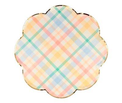 8 Piatti Carta Grani Plaid Pattern