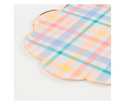 8 Piatti Carta Grani Plaid Pattern