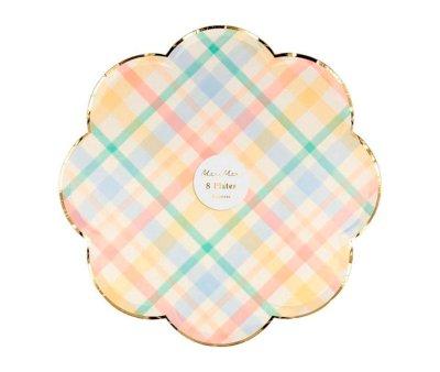 8 Piatti Carta Grani Plaid Pattern