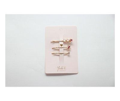 3 pingles  cheveux Pink Stars Trio