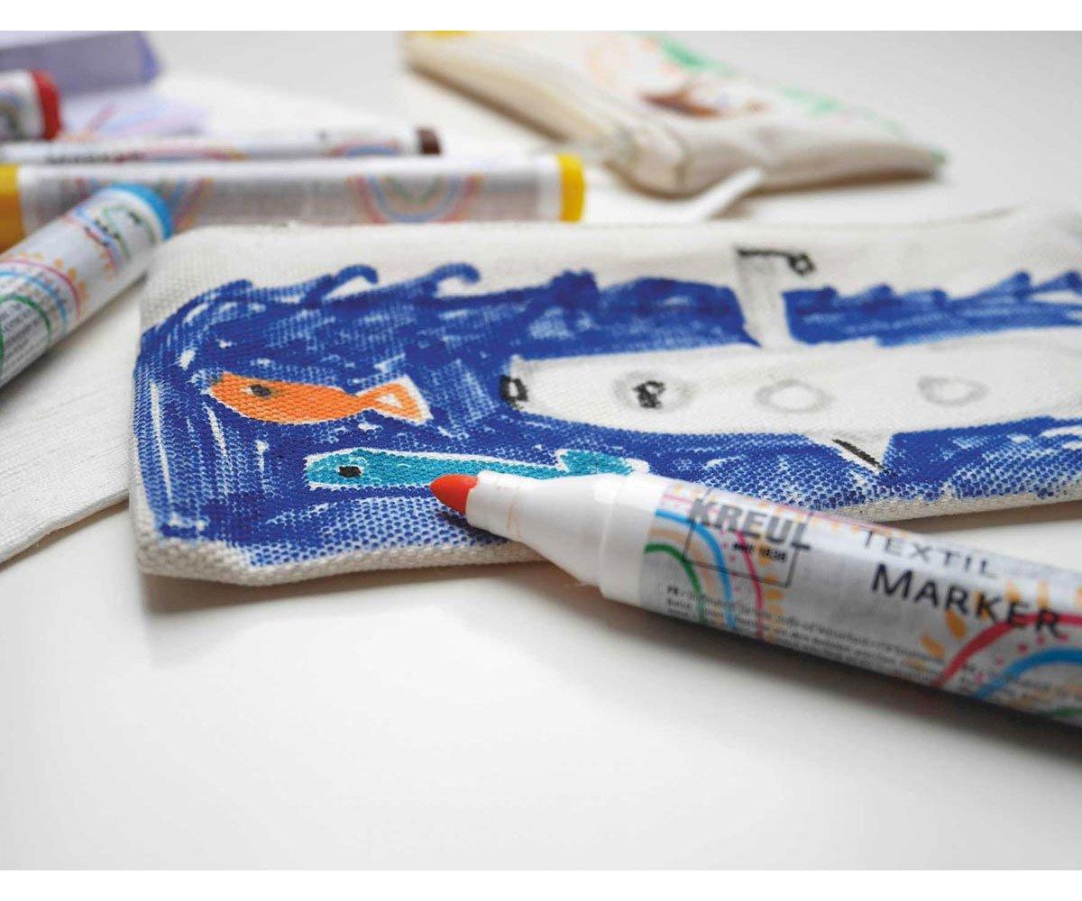 Kit Kreul Colorez Votre étui Avec Des Marqueurs Textiles Junior