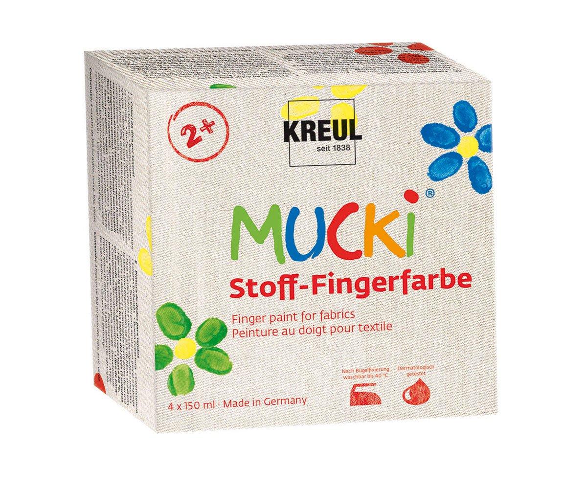 4 Pots De Peinture à Doigts Pour Mucki Textile