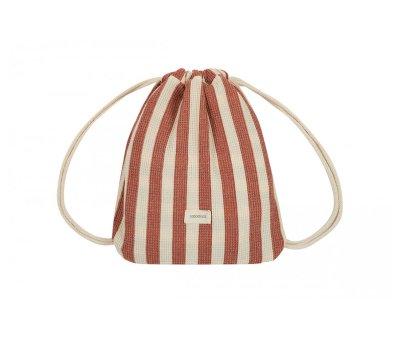 Toalha de praia Portofino Rusty Red Stripes com mochila saco