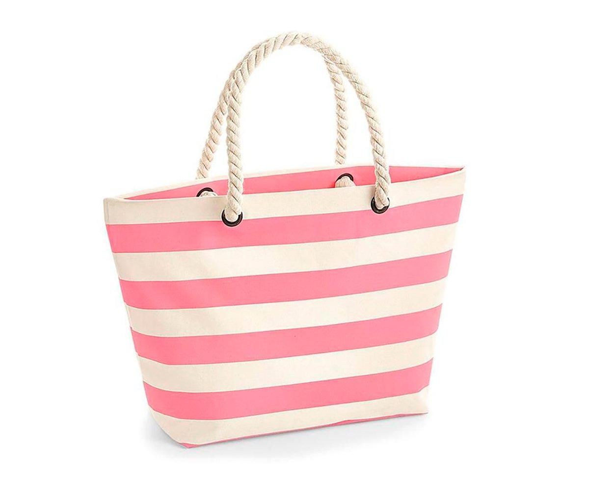 Bolsa De Playa Nautical Natural-Rosa Personalizable