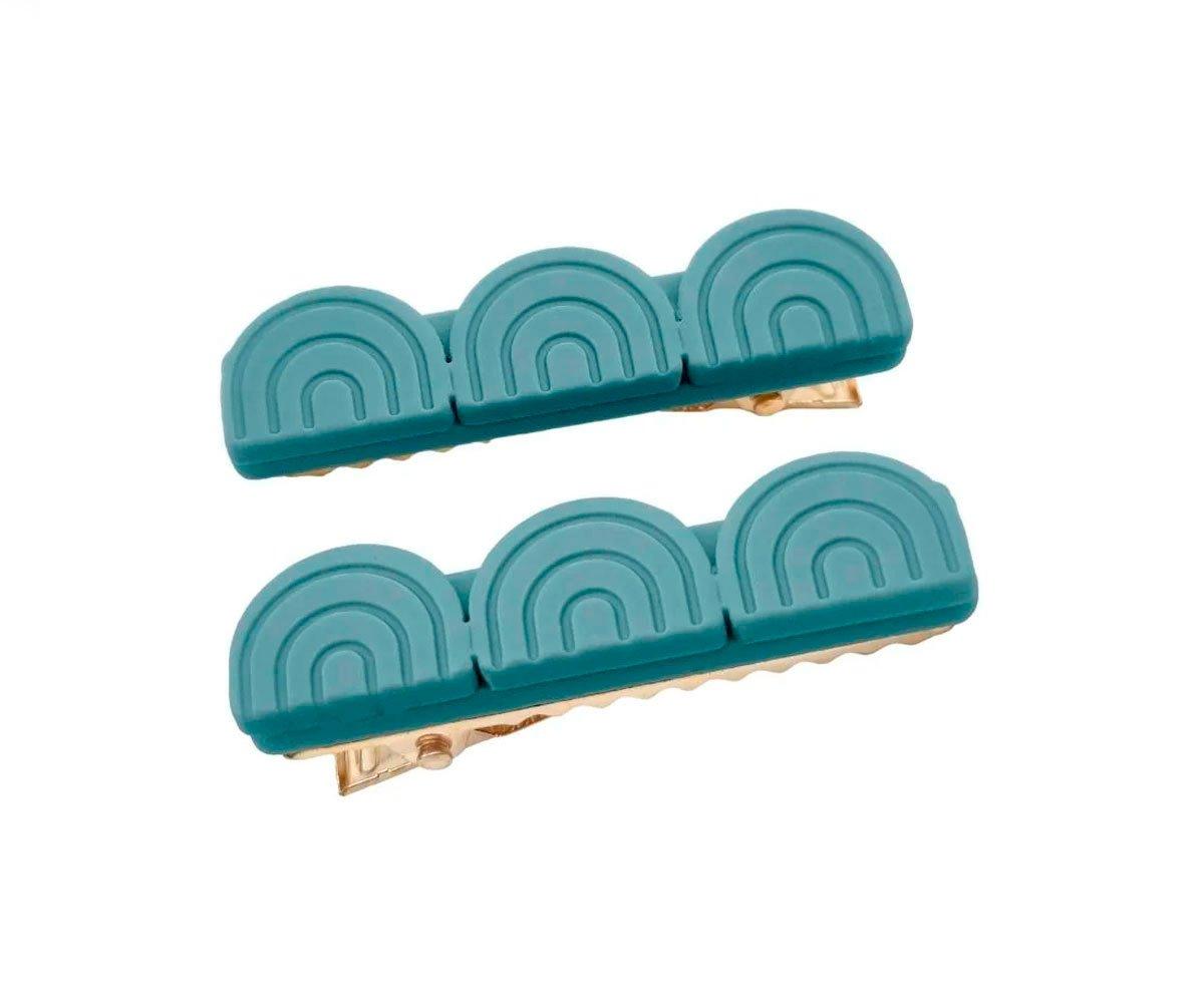 2 Barrettes Tri Rainbow Sky Blue