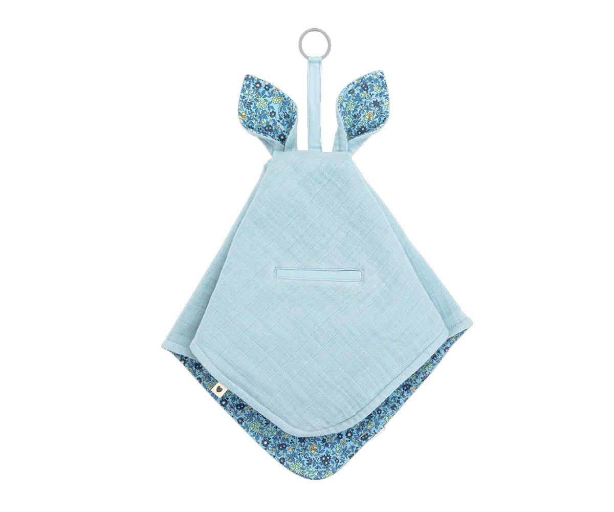 Doudou Kangaroo BIBS Liberty Chamomile Lawn Baby Blue