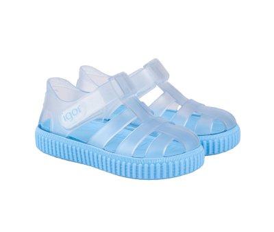 Cangrejeras Infantil Nico Velcro Cristal Transparente/Celeste
