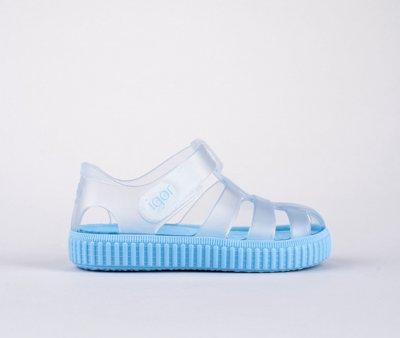 Cangrejeras Infantil Nico Velcro Cristal Transparente/Celeste