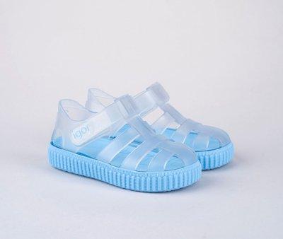 Cangrejeras Infantil Nico Velcro Cristal Transparente/Celeste