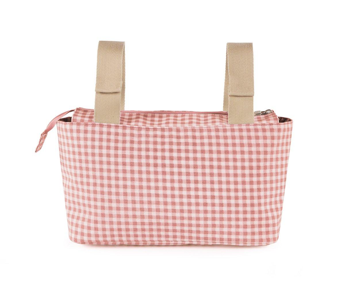 Cambrass Borsa Passeggino Talega Vichy Rosa - Pratica, Capiente E Con Aggancio Al Carrello. La Compagna Ideale Per Ogni Mamma!