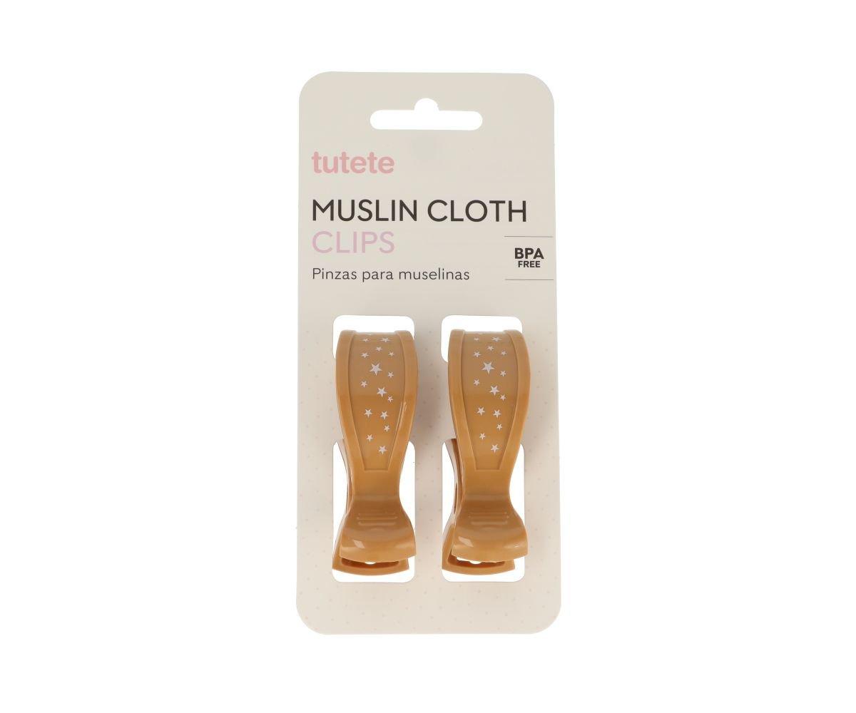 2 x Mustard Muslin Clips