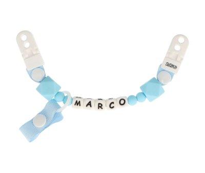 Porta Succhietto Gattoni Silicone Azzurro Personalizzato