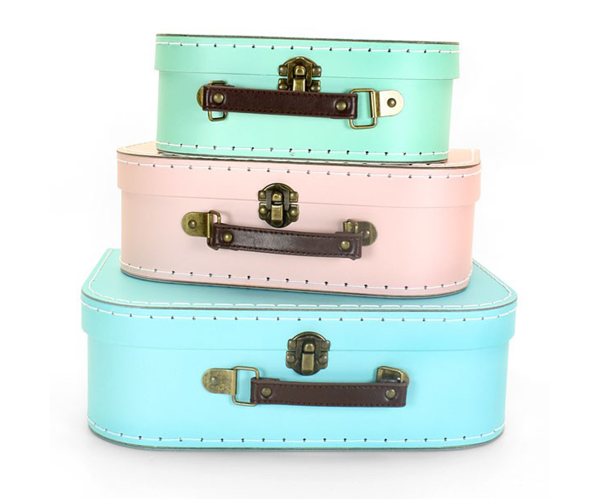 Set of 3 Pastel Retro Suitcases Tutete