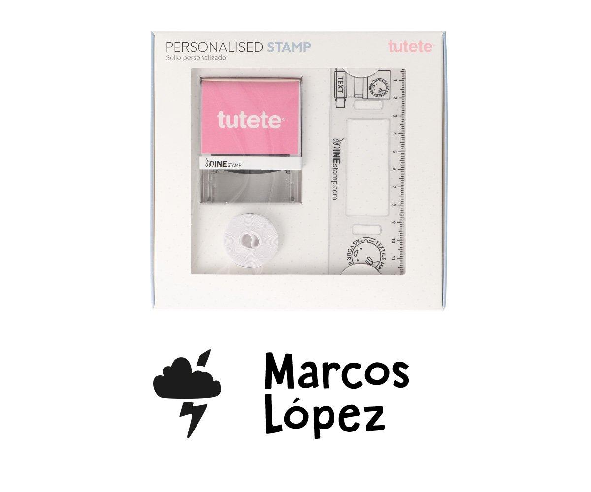 Sello Personalizado Nube con Rayo + Cinta Blanca para Ropa Oscura