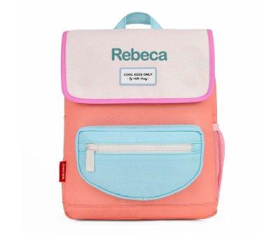 Mini Peach Flap School Backpack Personalised