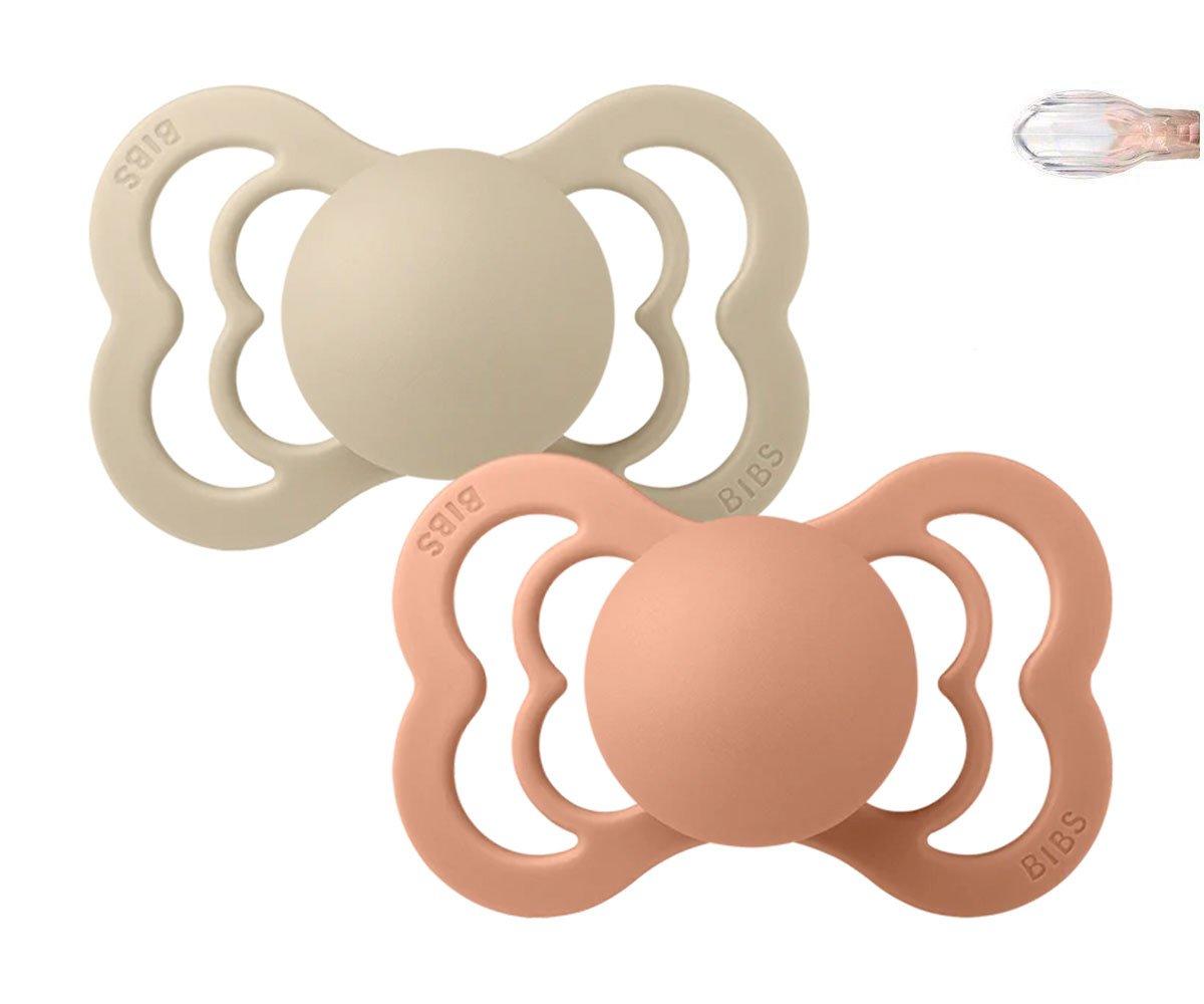 Pack 2 Succhietti BIBS Supreme Vanilla/Peach Silicone