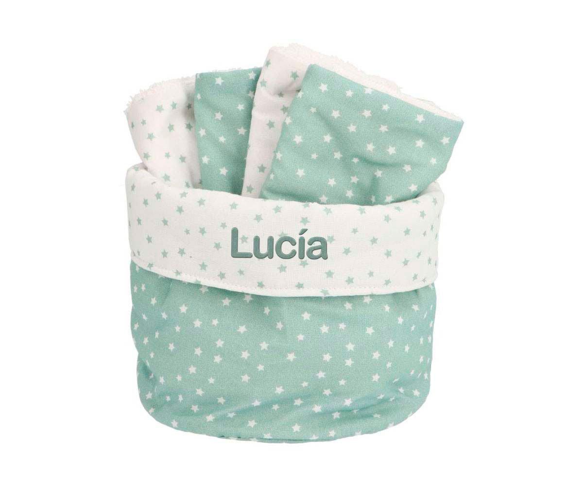 Cesta Con Secababitas Mini Star Verde Personalizable