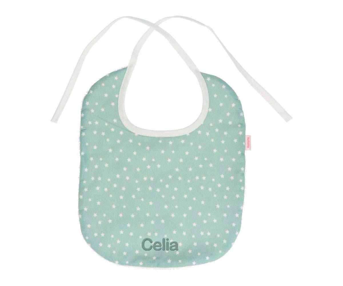 Bavoir En Coton Vert Mini Star Personnalisable