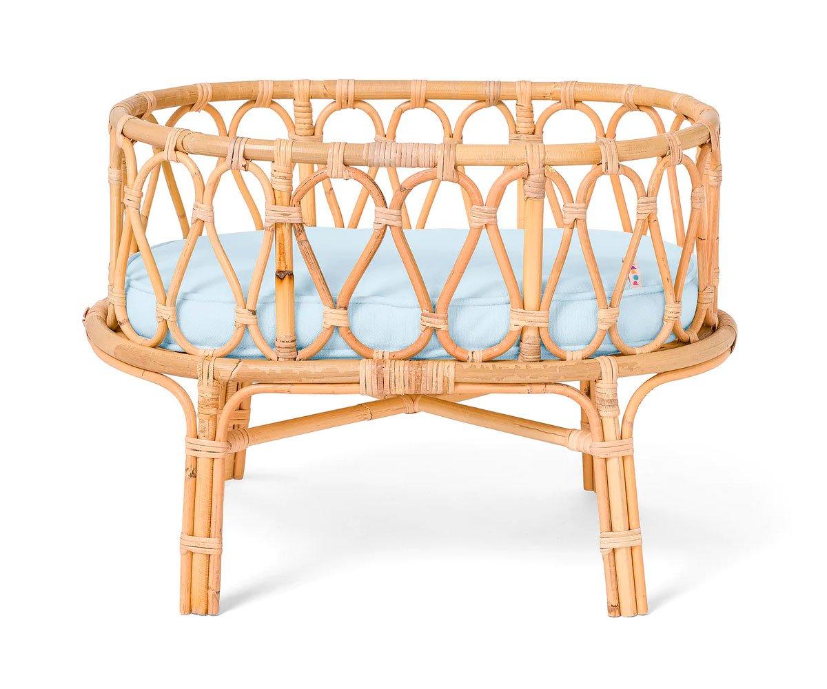 Culla Bambole Rattan Blue