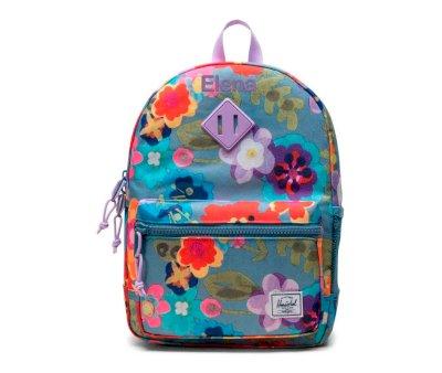 Herschel Heritage Backpack Paper Flowers Faded Denim Personalised