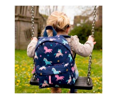Small Backpack Think Happy Thoughts Personalized Unicorn