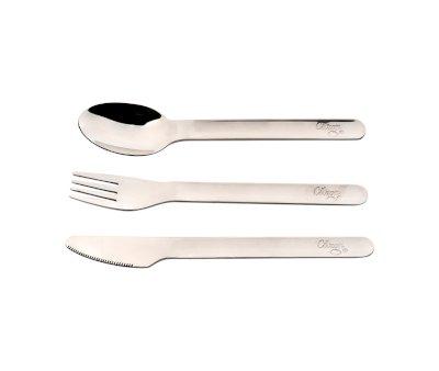 Cubiertos Acero con Funda Marrn