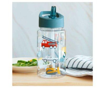 Botella Plstico con Pajita Vehicles 450ml