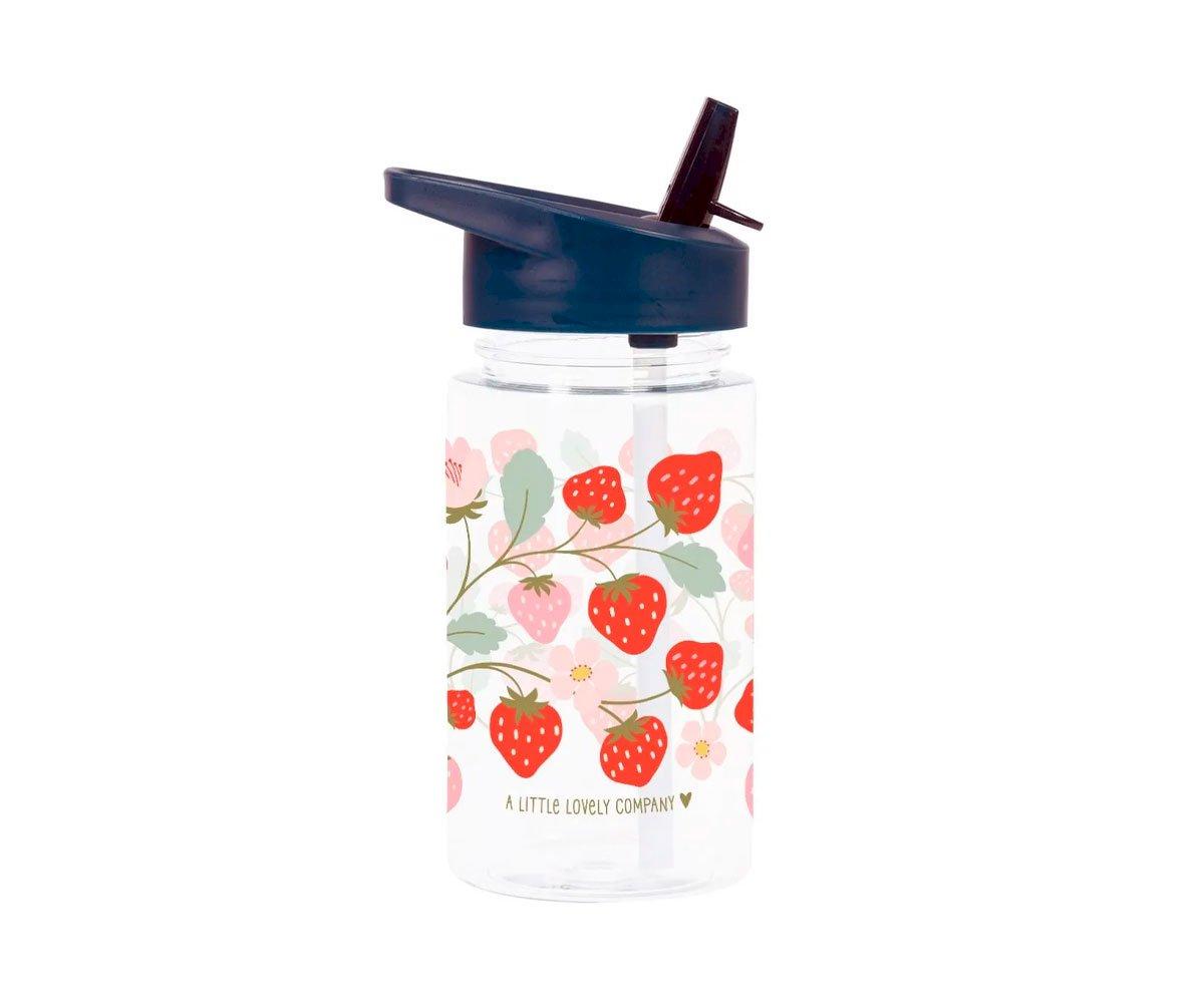 Botella Plástico Con Pajita Strawberries 450 Ml